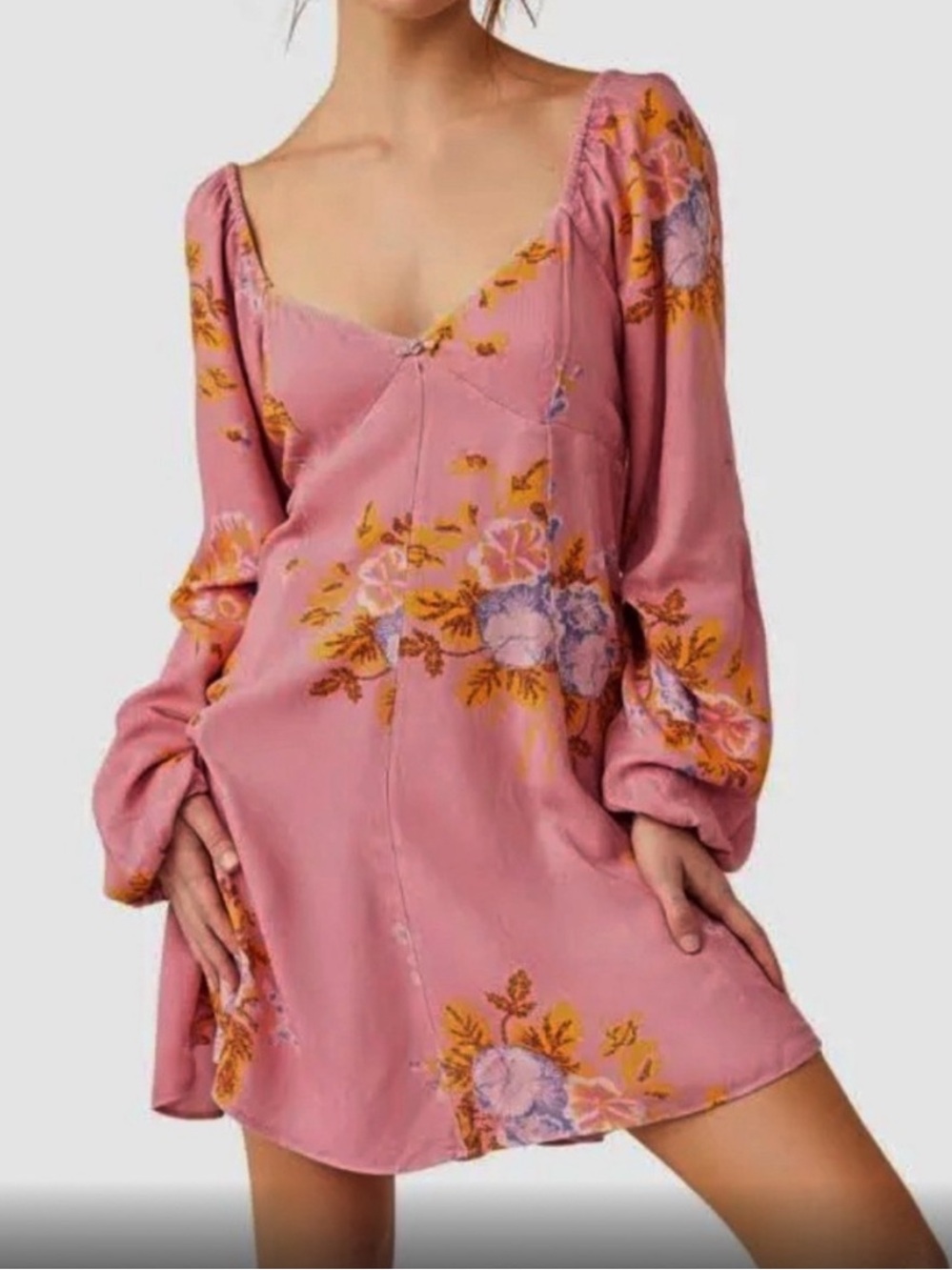 $148 Free People Francesca Rose Pink Floral Slip Mini Dress S
